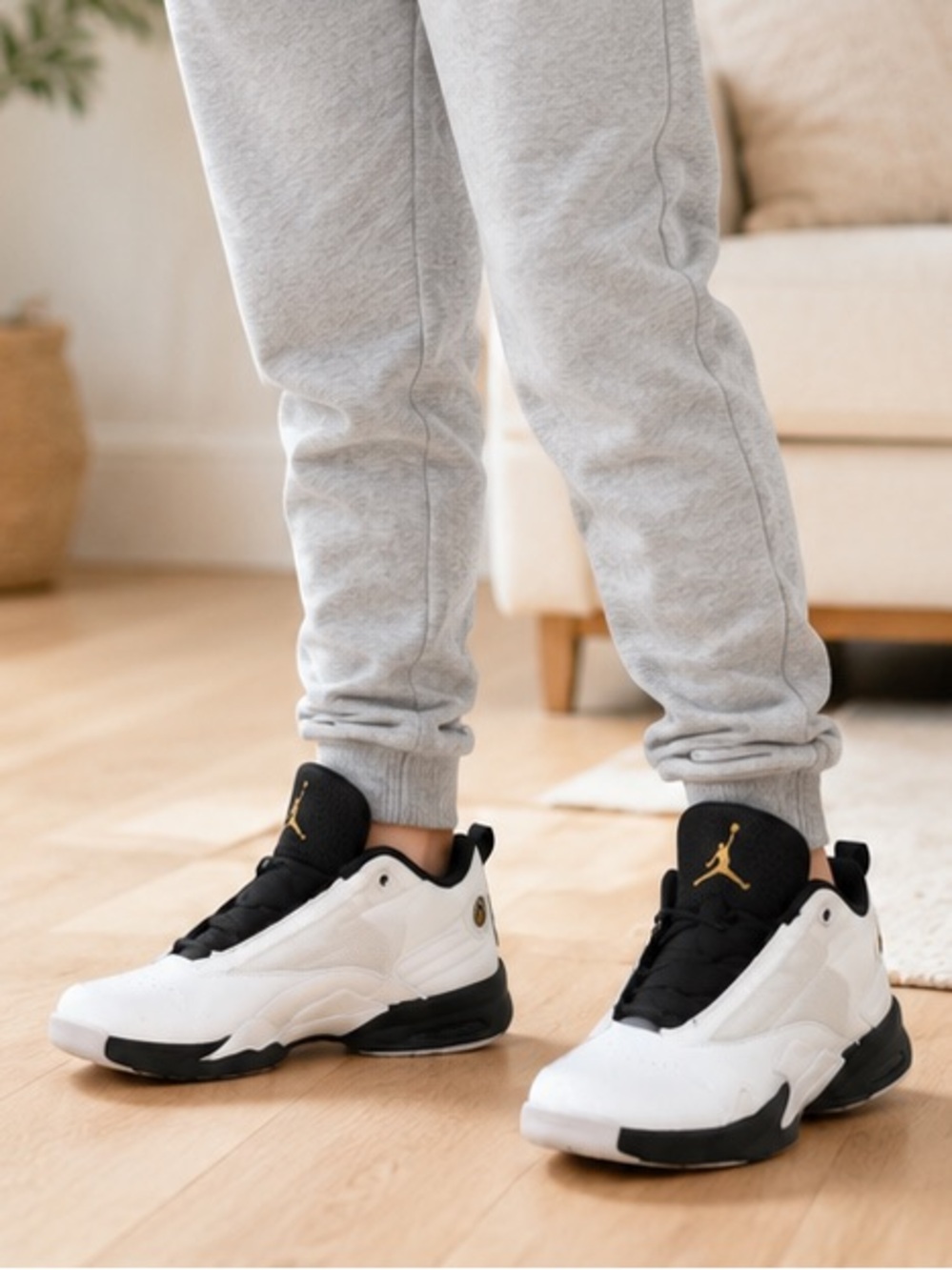 Air Jordan White Black Gold Basketball Sneakers Shoes